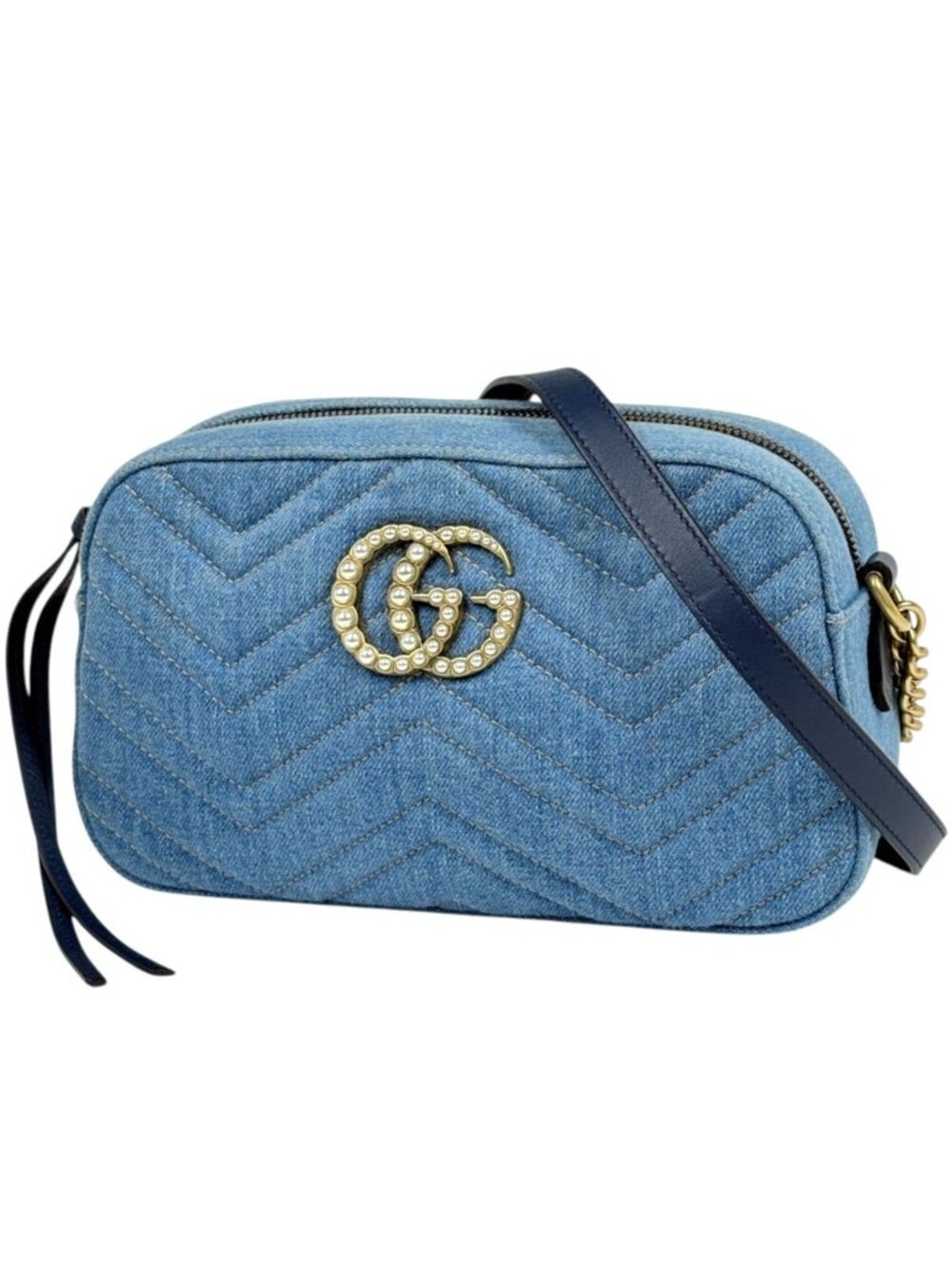 Gucci Shoulder Bag GG Marmont Double G Denim Blue